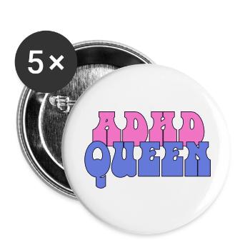 ADHD Queen - Buttons small 1''/25 mm (5-pack) - white - Front