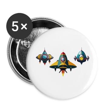 Vaisseaux spatiaux - Lot de 5 petits badges (25 mm) - blanc - Devant