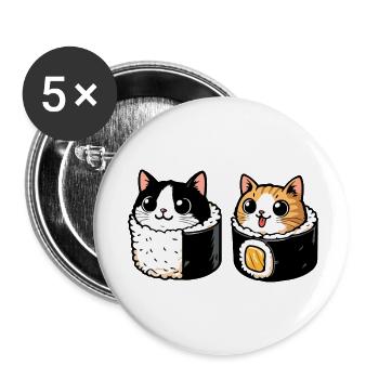 Neko Maki Mix: Die Sushi-Katze - Buttons klein 25 mm (5er Pack) - Weiß - Vorne