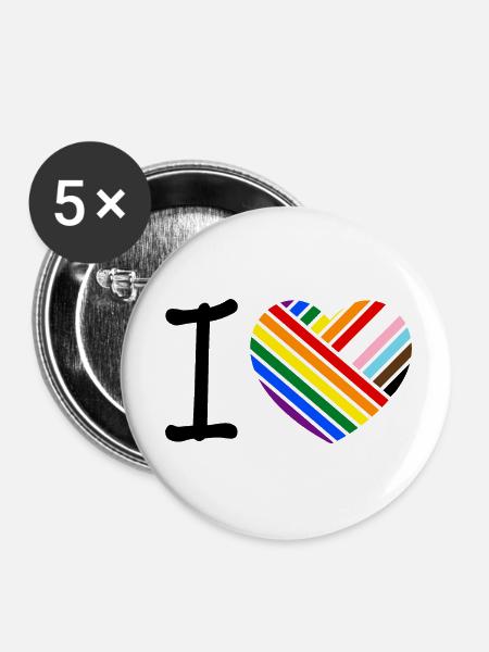 Ich liebe - klassisch - Buttons klein 25 mm (5er Pack) - Weiß