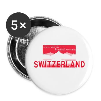 Suisse - Lot de 5 petits badges (25 mm) - blanc - Devant