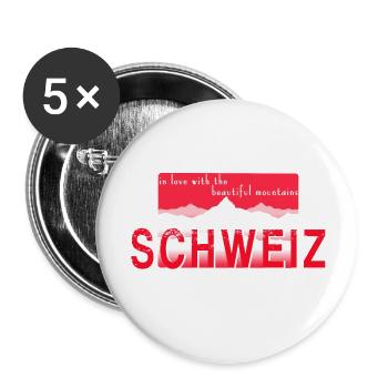 Montagnes de Suisse - Lot de 5 petits badges (25 mm) - blanc - Devant
