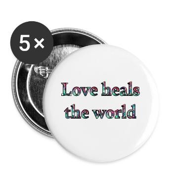 Love heals the world - Space nebula look - Buttons klein 25 mm (5er Pack) - Weiß - Vorne