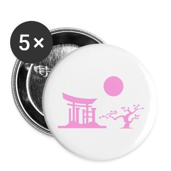 Silhouette de la porte du Japon - Lot de 5 petits badges (25 mm) - blanc - Devant