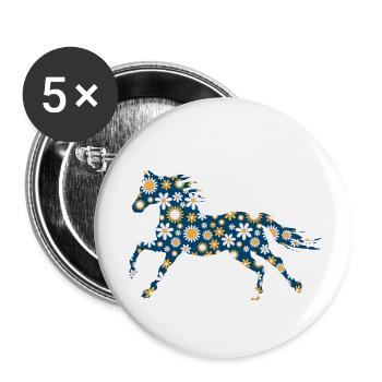 Pferd Pony Reiter Reiter - Buttons klein 25 mm (5er Pack) - Weiß - Vorne