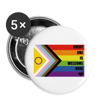 Inklusive Pride: Bei uns ist jeder willkommen - Buttons klein 25 mm (5er Pack) - Weiß - Vorne