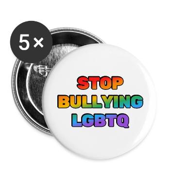 Stoppen Sie das Mobbing von LGBTQ - Buttons klein 25 mm (5er Pack) - Weiß - Vorne