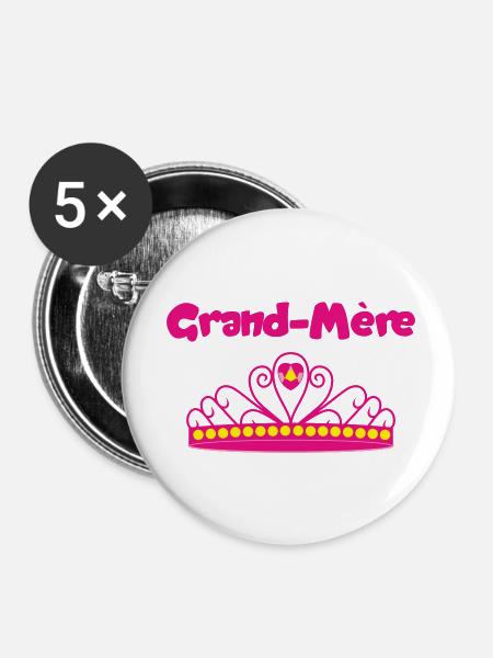 Großmutter - Buttons klein 25 mm (5er Pack) - Weiß