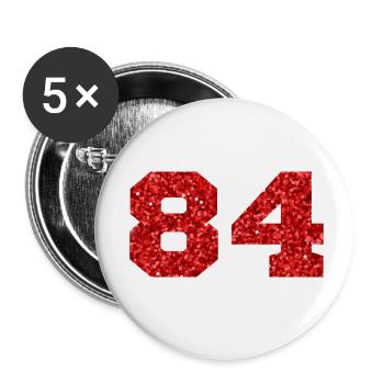 Number 84 Red Glitter - 84th Birthday - Buttons small 1''/25 mm (5-pack) - white - Front