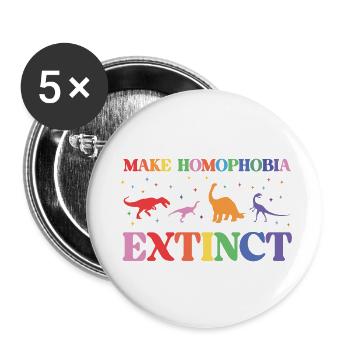 LGBTQ Pride Month - Make Homophobia Extinct - Buttons small 1''/25 mm (5-pack) - white - Front