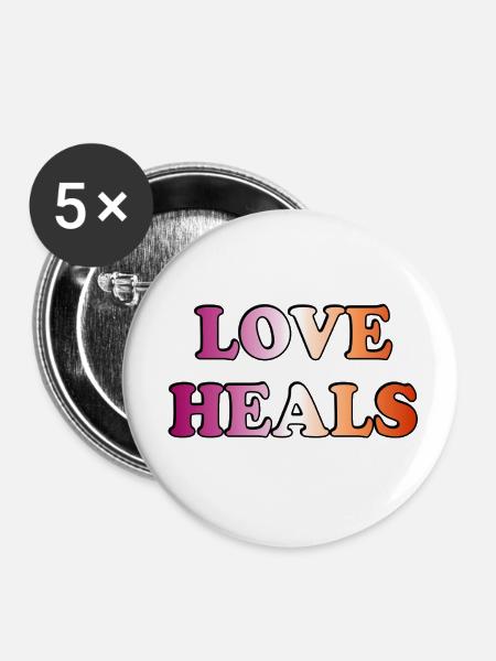 Liebe heilt lesbische Flagge - Buttons klein 25 mm (5er Pack) - Weiß