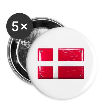Drapeau du Danemark Drapeau Dannebrog Tin Sign Look - Lot de 5 petits badges (25 mm) - blanc - Devant