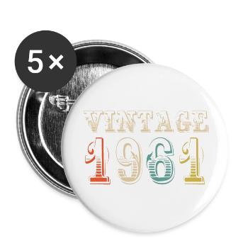 Jahrgang 1961 - 63. Geburtstag - 63 Jahre alt - Buttons klein 25 mm (5er Pack) - Weiß - Vorne