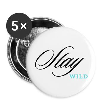 Restez sauvage - Lot de 5 petits badges (25 mm) - blanc - Devant