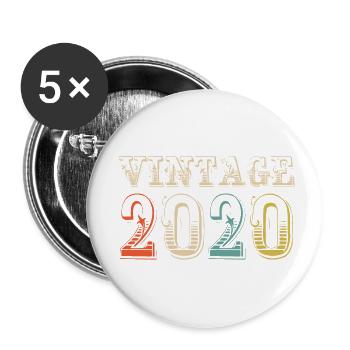 Vintage 2020 - 4th birthday - 4 years old - Buttons small 1''/25 mm (5-pack) - white - Front