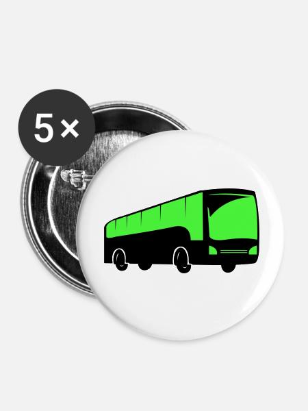 bus busfahren - Buttons klein 25 mm (5er Pack) - Weiß