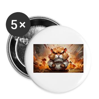 Cute grumpy grouchy animals - hamster - Buttons small 1''/25 mm (5-pack) - white - Front