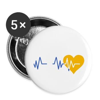 Battement de coeur volley ball - Lot de 5 petits badges (25 mm) - blanc - Devant
