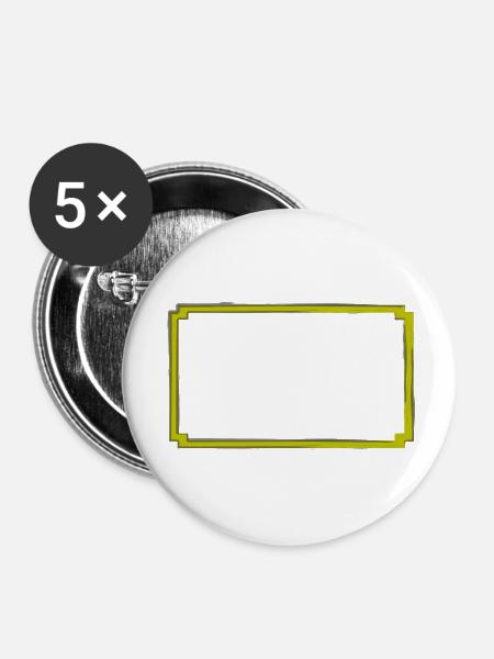 gelb-grauer Rahmen - Buttons klein 25 mm (5er Pack) - Weiß