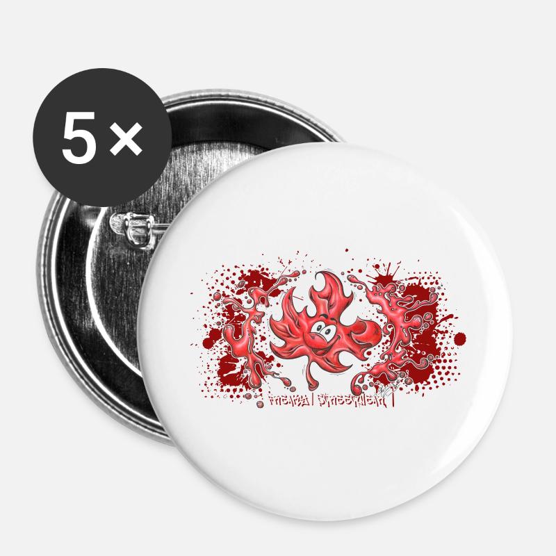 Canada Amour - Lot de 5 petits badges (25 mm) - blanc