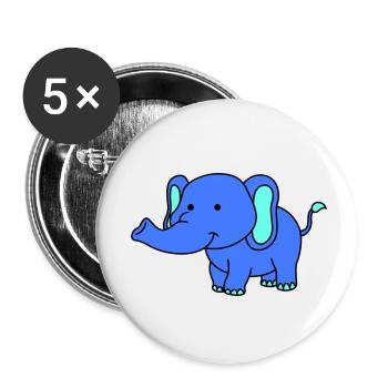 éléphant - Lot de 5 petits badges (25 mm) - blanc - Devant