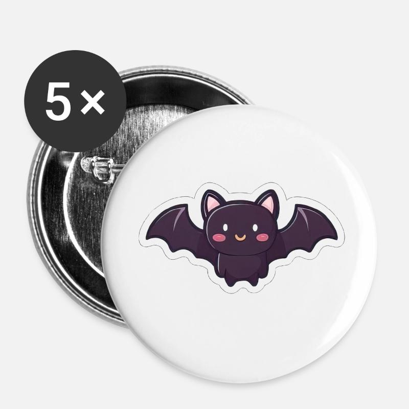 Cute bat sticker - Buttons small 1''/25 mm (5-pack) - white