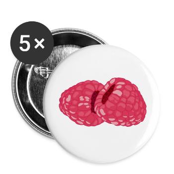 Himbeeren - Buttons klein 25 mm (5er Pack) - Weiß - Vorne