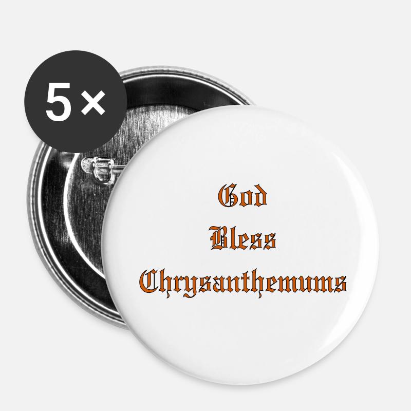 GodBlessChrysanthemums - Buttons small 1''/25 mm (5-pack) - white