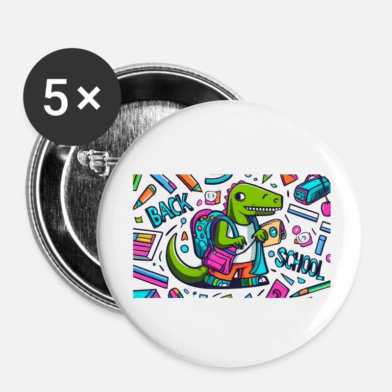 Back to school - Buttons small 1''/25 mm (5-pack) - white