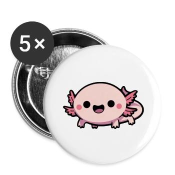 Süßer Chibi Axolotl - Buttons klein 25 mm (5er Pack) - Weiß - Vorne