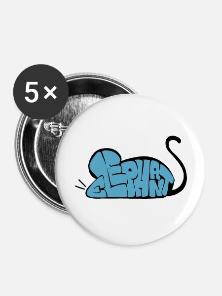 Graff Maus-Elefant - Buttons klein 25 mm (5er Pack) - Weiß