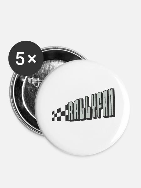 Rallyfan silber schwarz - Buttons klein 25 mm (5er Pack) - Weiß