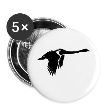 Elegant Flying Swan - Buttons small 1''/25 mm (5-pack) - white - Front