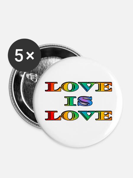 Regenbogen-Liebe ist Liebe - Buttons klein 25 mm (5er Pack) - Weiß