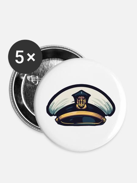 Captain Matrose Mütze - Buttons klein 25 mm (5er Pack) - Weiß