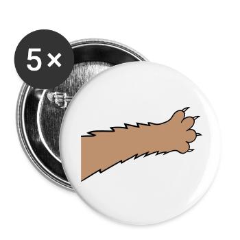 Katzen Klauen Pfote Tatzen Scharfe Krallen Kratzen - Buttons klein 25 mm (5er Pack) - Weiß - Vorne