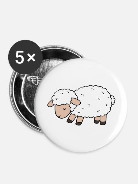 Schaf - Buttons klein 25 mm (5er Pack) - Weiß