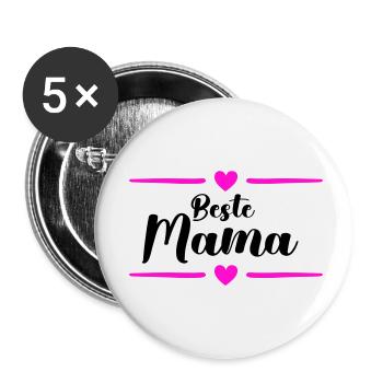 beste mama - Buttons klein 25 mm (5er Pack) - Weiß - Vorne