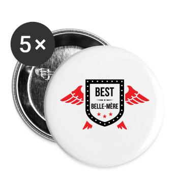 Meilleure Belle-Mère du Monde - Lot de 5 petits badges (25 mm) - blanc - Devant