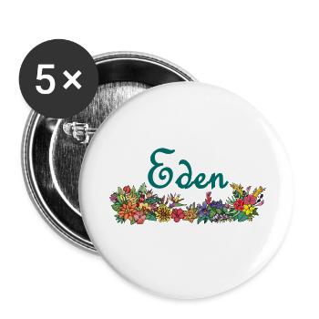 Fleurs et paradis - Lot de 5 petits badges (25 mm) - blanc - Devant