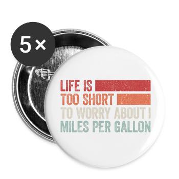 Für passionierte Autofans und Hot Rod Enthusiasten - Buttons klein 25 mm (5er Pack) - Weiß - Vorne