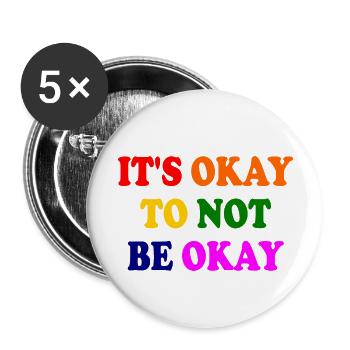 it's okay to not be okay - Lot de 5 petits badges (25 mm) - blanc - Devant