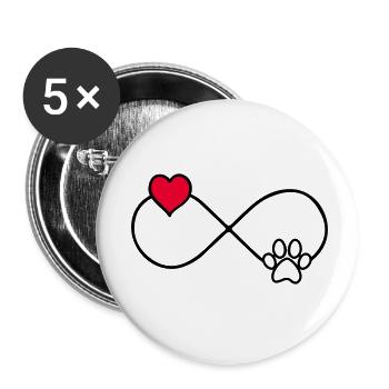 hundepfote love forever - Buttons klein 25 mm (5er Pack) - Weiß - Vorne