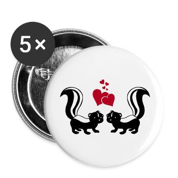 stinktiere in love - Buttons klein 25 mm (5er Pack) - Weiß - Vorne