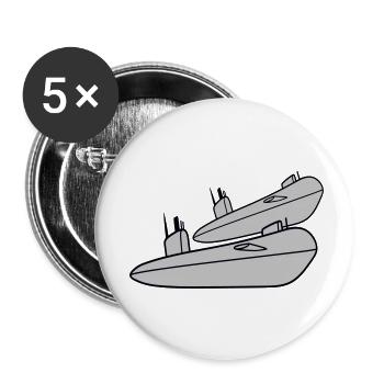 2 U-Boote Flotte Zwei Geschwader Gruppe Team Crew - Buttons klein 25 mm (5er Pack) - Weiß - Vorne