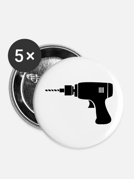 Bohrmaschine - Buttons klein 25 mm (5er Pack) - Weiß
