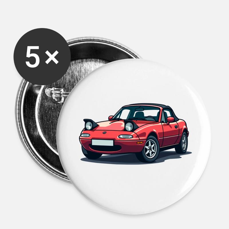 Miata 1990 - Lot de 5 petits badges (25 mm) - blanc