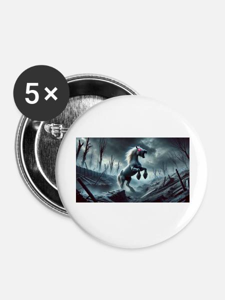 PFERD DER APOKALYPSE - Buttons klein 25 mm (5er Pack) - Weiß