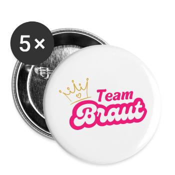 Team Braut Kronen Pink Design - Buttons klein 25 mm (5er Pack) - Weiß - Vorne