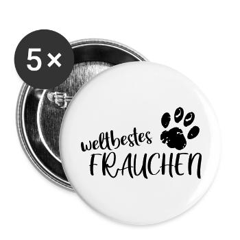 weltbestes Frauchen - Buttons klein 25 mm (5er Pack) - Weiß - Vorne